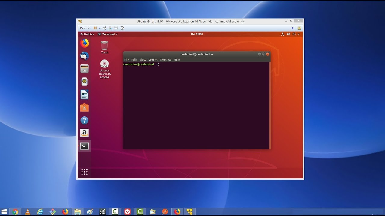 ubuntu for vmware workstation running on windows 10